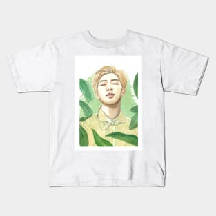 BTS RM Rap Monster Kim Namjoon Nature Watercolour Painting Kids T-Shirt